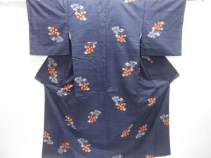 花模様織り出し手織り紬着物